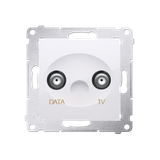 Simon 54 Gniazdo TV-DATA. Dwa porty wyjściowe typu ''F'' . Częstotliwość dla wejścia 5-1000 MHz biały DAD1.01/11 KONTAKT