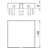 BD 45 1/1, ŚLEPA POKRYWA MODUŁU 1/1, 45X45MM