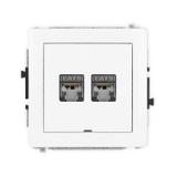 DECO Mechanizm gniazda komputerowego podwójnego 2xRJ45, kat. 6, ekranowany, 8-stykowy, bez pola opis