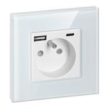 Gniazdo pojedyncze 2P+Z, USB-A + USB-C, PD, max. 20W, biały OR-AE-13308/W ORNO