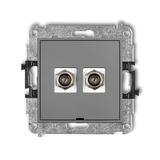 ICON Mechanizm gniazda antenowego podwójnego typu F (SAT) niklowany, bez pola opisowego szary mat