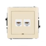 DECO Mechanizm gniazda komputerowego podwójnego 2xRJ45, kat. 6A, 8-stykowy, bez pola opisowego beżow