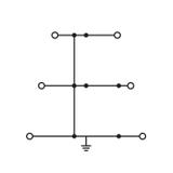 Złączka trzypiętrowa PE 2,5mm2 żółto-zielona / żółto-zielona / żółto-zielona /40szt./ 280-597 WAGO