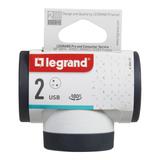Rozgałęźnik Obrotowy 2-Gniazdowy Z/U Usb A+C Biały/Grafitowy Helmo  049437 LEGRAND