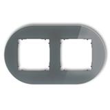 ICON Ramka uniwersalna podwójna okrągła - efekt szkła (ramka: grafitowa; spód: grafitowy mat) grafit