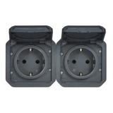NOWE PLEXO - GNIAZDO SCHUKO 2X2P+Z POZIOME MECHANIZM 16A-250V ANTRACYT 069879L LEGRAND