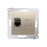 Simon 54 Gniazdo komputerowe pojedyncze RJ45 kategoria 6 ekranowane z przesłoną przeciwkurzową złoty