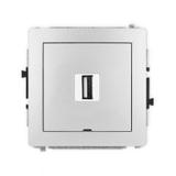 DECO Mechanizm gniazda pojedynczego USB A-A 2.0, bez pola opisowego srebrny metalik