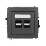 DECO Ładowarka USB podwójna 2xUSB A, 15,5W max., 5V, 3.1A grafitowy mat 28DCUSB-6 KARLIK