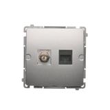 Simon Basic Gniazdo antenowe typu ''F'' + RJ45 kat.6 srebrny mat BMAFRJ45.01/43 KONTAKT