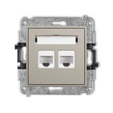 ICON Mechanizm gniazda komputerowego podwójnego 2xRJ45, kat. 5e, 8-stykowy taupe