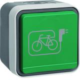 W.1 Gniazdo z/u z zieloną pokrywą i symbolem e-bike komp. IP55 szary Berker WNC109 HAGER