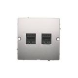 Simon Basic Gniazdo komputerowe RJ45 podwójne kategoria 5e . Montaż gniazda na wkręty do puszki srebrny mat BMF52.02/43 KONTAKT