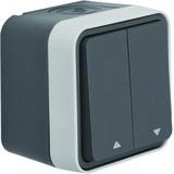 BERKER W.1 Łącznik żaluzjowy przyciskowy nadruk symboli strzałka kompletny IP55 szary 50753505 HAGER