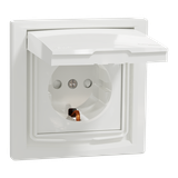 Asfora, gniazdo pojedyncze schuko, IP44, biały