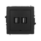 DECO Gniazdo podwójne 2xUSB A-A 2.0, bez pola opisowego czarny mat 12DGUSBBO-2 KARLIK