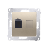Simon 54 Gniazdo komputerowe pojedyncze RJ45 kategoria 6 z przesłoną przeciwkurzową złoty mat