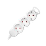 Przedłużacz 3-krotny 2P+Z (Schuko), 3m H05VV-F 3x1,5mm2, Imax=16A, płaska wtyczka, biały