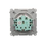 Simon Basic Gniazdo wtyczkowe Schuko do wersji IP44 z przesłonami 16A 250Vzaciski śrubowe stal inox. Klapka transparentna BMGSZ1BZ.01/21A KONTAKT