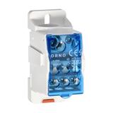 Blok rozdzielczy 160A, zacisk wejściowy 1x16 i 1x70mm2, zaciski wyjściowe 6x16mm2,wygodne mocowanie