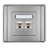 FLEXI Gniazdo komputerowe podwójne 2xRJ45, kat. 5e, 8-stykowe srebrny metalik