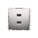 Simon Basic Ładowarka 2 x USB 2.1 A 5V DC 230V srebrny mat BMC2USB.01/43 KONTAKT