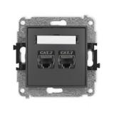 ICON Mechanizm gniazda komputerowego podwójnego 2xRJ45, kat. 7, ekranowany, 8-stykowy grafitowy mat