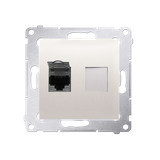 Simon 54 Gniazdo komputerowe pojedyncze RJ45 kategoria 6 ekranowane z przesłoną przeciwkurzową kremo