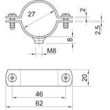 2900/W, ŚRUB.OBEJMY DYSTANS.3/4" M8 OC.