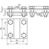 Zacisk krzyżowy bez przekładki, 60x60 mm do drutu 8-10 mm, stal nierdzewna NIRO