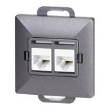 Gniazdo 2xRJ45 Cat5 Pearl, RJ45-5CAT/P2, antracyt