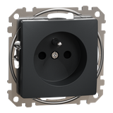 Sedna Design & Elements, gniazdo 2P+PE z przesłonami, czarny antracyt