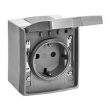 Gniazdo pojedyńcze 2P+Z Schuko AQUATIC PRO IP55, 16A, 230V AC, Szaro-Grafitowy