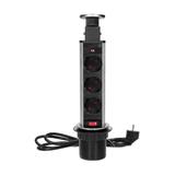 Gniazdo meblowe O6cm wysuwane z blatu z blokadą i przewodem 1,8m 3x2P+Z (Schuko) INOX OR-AE-1348(GS)