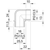 107/W, KOLANKO 90 ST.PG13,5
