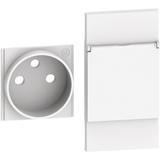 LIVING NOW - PLAKIETKA GNIAZDA 2P+Z Z KLAPKĄ - 2 MODUŁY - BIEL, Bticino