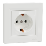 Asfora, gniazdo pojedyncze schuko, biały