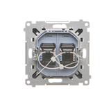 Simon 55 Gniazdo komputerowe podwójne RJ45 kategoria 6 z przesłoną przeciwkurzową Czarny mat T62.01/149 KONTAKT