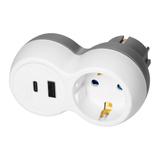 Rozgałęźnik 2P+Z, USB-A+C, schuko, biało-szary
