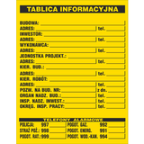TABLICA INFORMACYJNA BUDOWLANA  700X900 PŁYTA PCV SZTYWNA