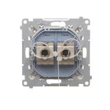 Simon 55 Gniazdo komputerowe podwójne RJ45 kategoria 6 ekranowane z przesłoną przeciwkurzową Szampański mat T62E.01/144 KONTAKT