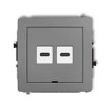 DECO Mechanizm ładowarki USB podwójnej 2xUSB C, 20W max., bez pola opisowego szary mat