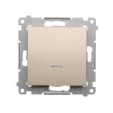 Simon 54 Łącznik schodowy z podświetleniem LED bez piktogramu 10A 250V szybkozłączka złoty mat DW6L.01/X/44 KONTAKT