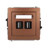 DECO Mechanizm gniazda podwójnego 2xUSB A-A 2.0 brązowy metalik