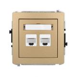 DECO Mechanizm gniazda komputerowego podwójnego 2xRJ45, kat. 6A, 8-stykowy złoty metalik