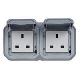 NOWE PLEXO - GN. STD. BRYTYJSKI 2X2P +Z ZACISKI ŚRUB NATYNKOWE 13A-250V SZARE 069739L LEGRAND