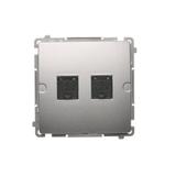 Simon Basic Gniazdo komputerowe RJ45 kategoria 6 podwójne z przesłoną przeciwkurzową Montaż na łapki