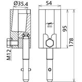 Zacisk do kulowych punktów mocowania fi 35 mm, z trzepieniem z poprzecznym kołkiem, do przewodu 16-1