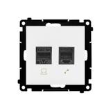 Simon 55 Gniazdo komputerowe RJ45 kategoria 5e+telefoniczne RJ12 Biały mat