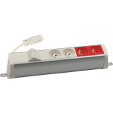 SIMON 480 TS48-220E220K0-30 Listwa poszerzona 2 gn. typ E; 2 gn. UPS i płytka 2xRJ45 keystone; złącz